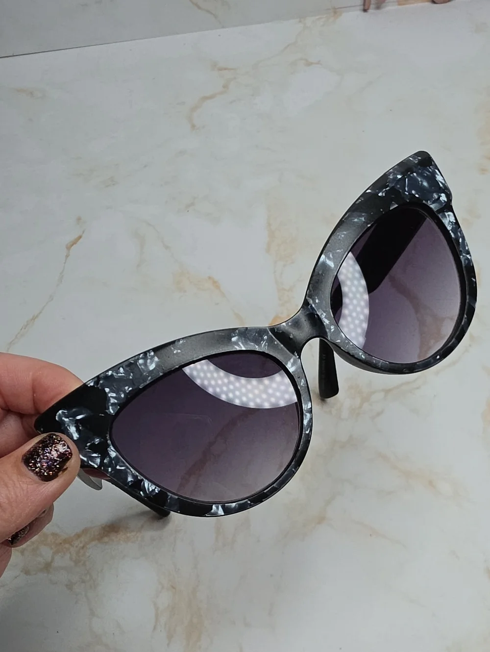 Free People Cosmopolitan Marble Black Cat-Eye Sunglasses